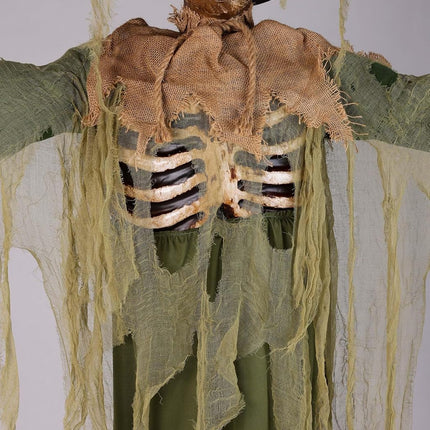 6.5FT Swiping Scarecrow Animatronic | Halloween Decoration with Moving Arm, Glowing Eyes, Fire Light Effects and Creepy Phrases