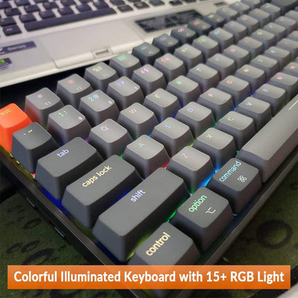 K2 75% Layout RGB Bluetooth Wireless Mechanical Keyboard with  Super Brown Switch/Anti Ghosting/N-Key Rollover, Compact 84 Keys USB Wired Gaming Keyboard for Mac Windows-Version 2