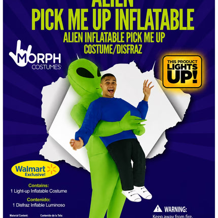 Alien Pick Me up Inflatable Halloween Costume for Adults, Adult Size S-XL (28-42), by Morph Suits