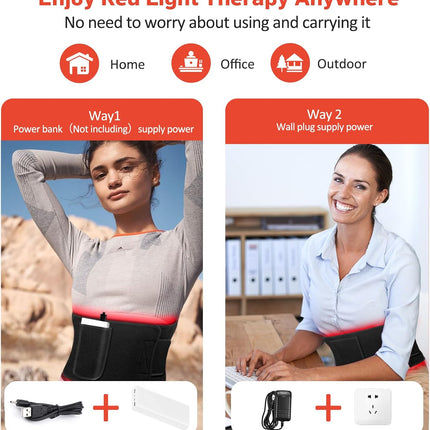 Red Light Therapy for Body, Infrared Light Therapy for Belt Shoulder Waist, Upgraded 3 in 1 LED Beads, 660Nm Red Light & 850Nm near Infrared Light Therapy Belt Wrap Timer Remote Control