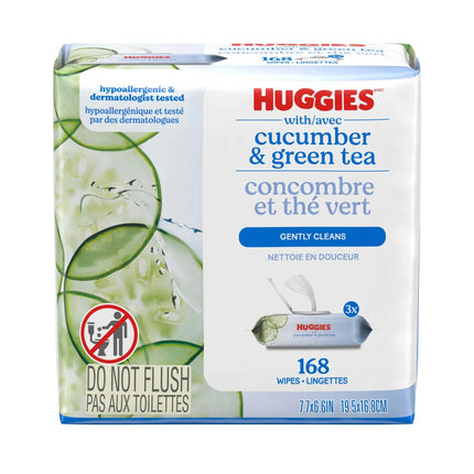 Scented Wipes with Cucumber & Green Tea, 3 Flip-Top Packs, 168 Total Count