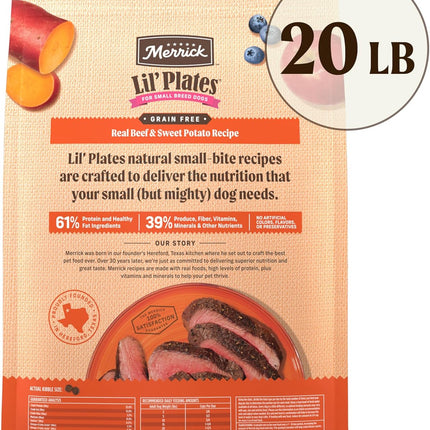 Lil’ Plates Premium Grain Free Dry Dog Food for Small Dogs, Real Texas Beef and Sweet Potato Kibble - 20.0 Lb. Bag