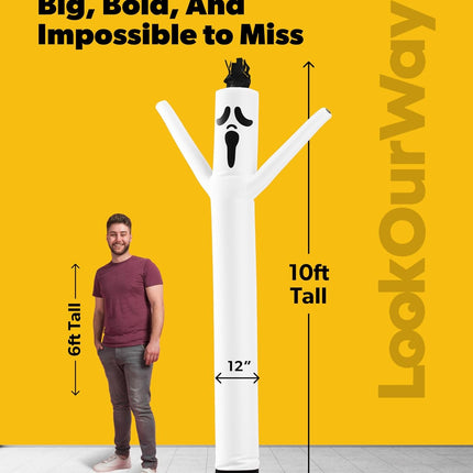 10Ft Ghost Air Dancers Inflatable Tube Man Attachment | Halloween Inflatables Outdoor Decoration | Wacky Waving Halloween Blow up for Yard Display or Business (Blower Not Included)