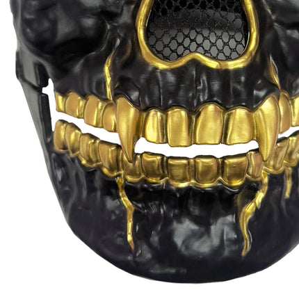 Skull Mask Costume Accessory for Adults, Black and Gold, Halloween by