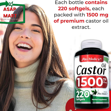 Lab | Castor Oil Pills |220 Softgels |1500 Mg| Castor Oil Capsules | Castor Oil