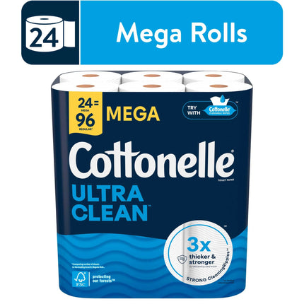 Ultra Clean Toilet Paper, Strong Toilet Tissue, 24 Mega Rolls