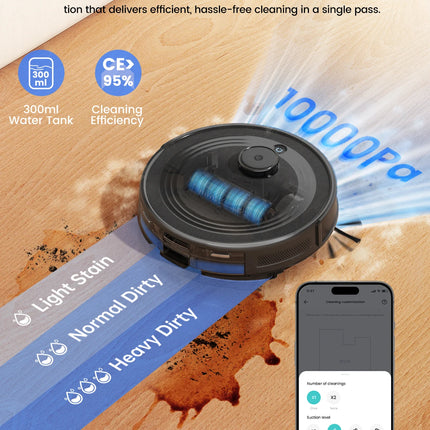 Robot Vacuum Cleaner with Automatic Emptying M2S Pro,10000Pa, 240 Minutes, Laser Navigation DTOF, Ideal for Pet Hair