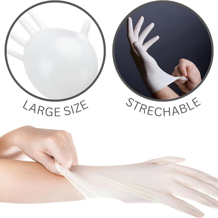 Latex Gloves, Powder Free and Food Grade Gloves, 100 Count