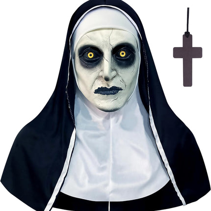 Scary Nun Mask Halloween Mask Nun Costume Creepy Latex Mask for Women Adults for Cosplay Costume Props