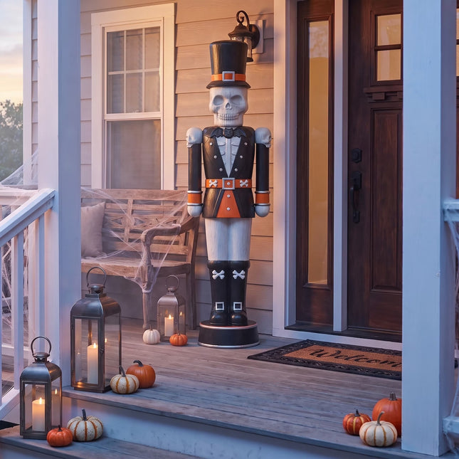 Giant Animated Skeleton Nutcracker Decoration, Black and Orange, 72", Halloween by