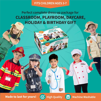 6-In-1 Kids Dress up Clothes Costume Gift Set for Boys & Girls 3+