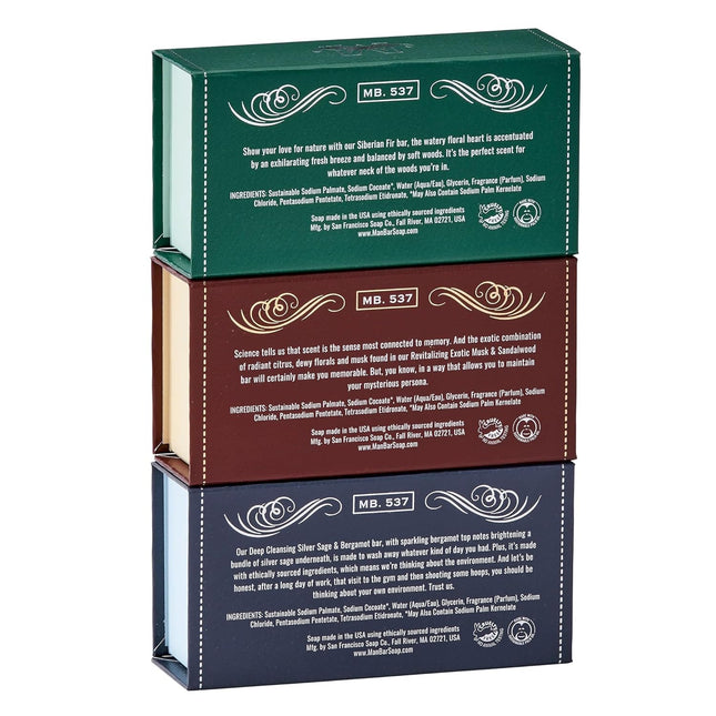 Man Bar 3-Piece Gift Set - No Harmful Chemicals - Good for All Skin Types - Made in the USA
