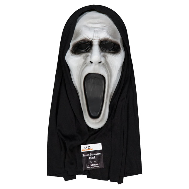 Silent Screamer Mask Costume Accessory for Adults, Black and White, Halloween by