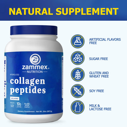 Collagen Peptides Powder, Unflavored Hydrolyzed Collagen Protein, Grass-Fed, Paleo & Keto, Non-Gmo, 90 Servings