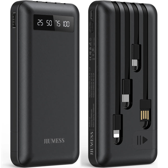 20000Mah Power Bank Portable Charger with Cables Compatible for Iphone, Android Cell Phone