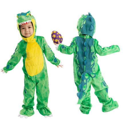 T-Rex Costume for Baby, Dinosaur Costumes Jumpsuit W/Egg Toys for Toddler and Kids Halloween Party Dress-Up 2 5 7 Years