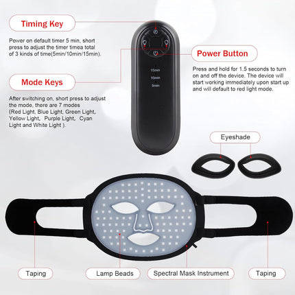 Red Light Therapy for Face, Red Light Therapy Mask, 7 Colors LED Facial Mask for Wrinkle Remove & anti Aging, Skin Care Home Use, Black (Upgraded Version)