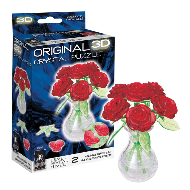 Roses in Vase Original 3D Crystal Puzzle from Bepuzzled, Ages 12 and Up