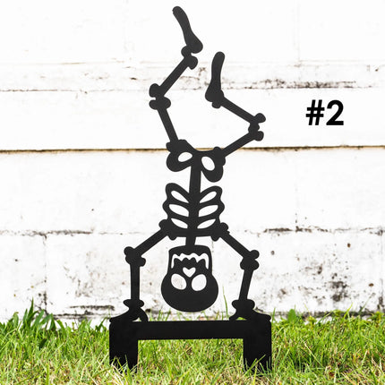 Outdoor Skeleton Halloween Decor, Halloween Outdoor Sign, Halloween Garden Signs, Metal Halloween Yard Stakes, Halloween Sign Skeleton Decor