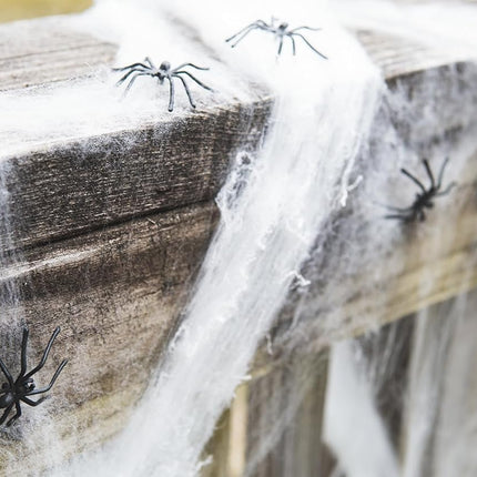 Halloween Spider Web Decoration, 200 Square Feet & Plastic Spiders, Halloween Party Supplies, Spider Webs (Small, 200 Sq Feet) (8 Fake Spiders Included)