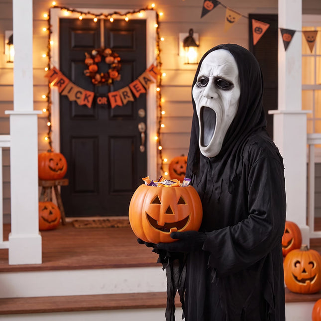Silent Screamer Mask Costume Accessory for Adults, Black and White, Halloween by