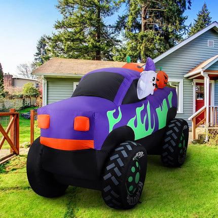 8 Ft Long Halloween Inflatables Monster Truck Outdoor Decorations