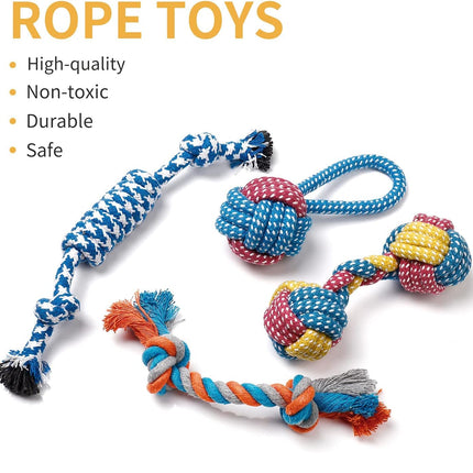 7 Pack Small Dog Toys, Puppy Teething Toys, Durable Ropes Chew Toys, Cute Calf Squeaky Dog Toys, Non-Toxic and Safe
