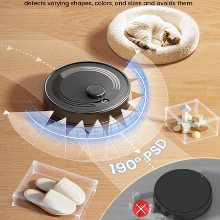 Robot Vacuum Cleaner with Automatic Emptying M2S Pro,10000Pa, 240 Minutes, Laser Navigation DTOF, Ideal for Pet Hair