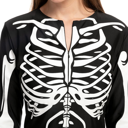 Glow in the Dark Skeleton Costume for Adults Women Halloween Dress up Party Role Playing Cosplay