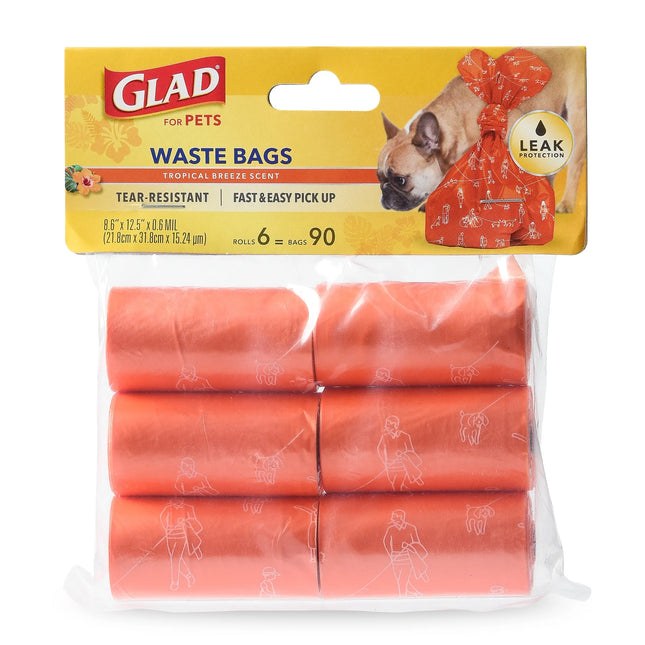 for Pets Large Dog Waste Bags, Scented, Tear-Resistant, 6 Rolls | 90 Bags Total