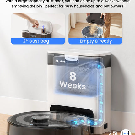 Robot Vacuum Cleaner with Automatic Emptying M2S Pro,10000Pa, 240 Minutes, Laser Navigation DTOF, Ideal for Pet Hair
