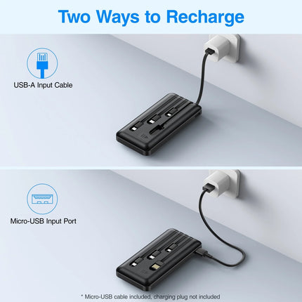 20000Mah Power Bank Portable Charger with Cables Compatible for Iphone, Android Cell Phone