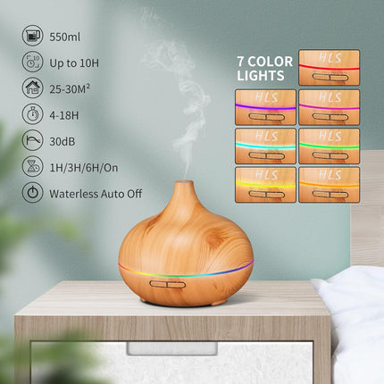 Aroma Diffuser for Essential Oil Large Room,Office Essential Oil Diffusers for Home Kids, Ambient Light Cool Mist Humidifier for Bedroom Auto off with 10 Essential Oils