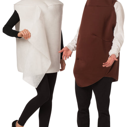 Poop and Toilet Paper Roll Halloween Adult Unisex Couple Costume, One Size