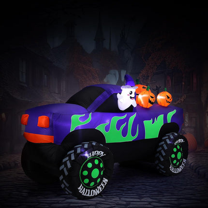 8 Ft Long Halloween Inflatables Monster Truck Outdoor Decorations