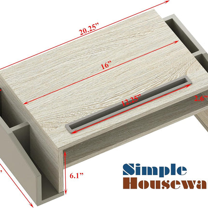 Desk Monitor Stand Riser with Adjustable Organizer Tray, Maple