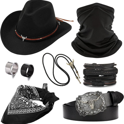 Cowboy Outfit for Men Western Cowboy Costume Accessories Set for Halloween Cosplay