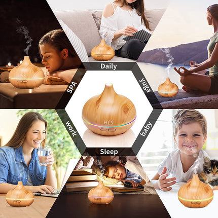 Aroma Diffuser for Essential Oil Large Room,Office Essential Oil Diffusers for Home Kids, Ambient Light Cool Mist Humidifier for Bedroom Auto off with 10 Essential Oils