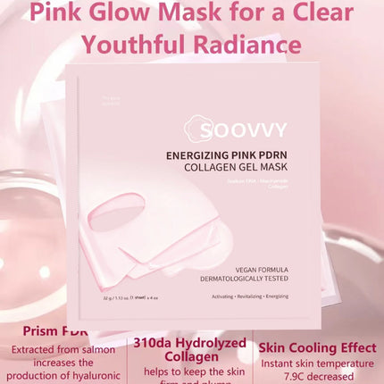 Energizing Pink Collagen Jelly Gel Mask , Overnight Face Mask for Glass Glow Skin Care ,Moisturizing Collagen Face Mask, Korean Skincare, 4Ea