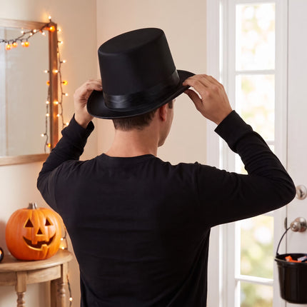 Top Hat Costume Accessory for Adults, Black, Halloween by