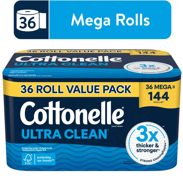 Ultra Clean Toilet Paper, Strong Toilet Tissue, 36 Mega Rolls