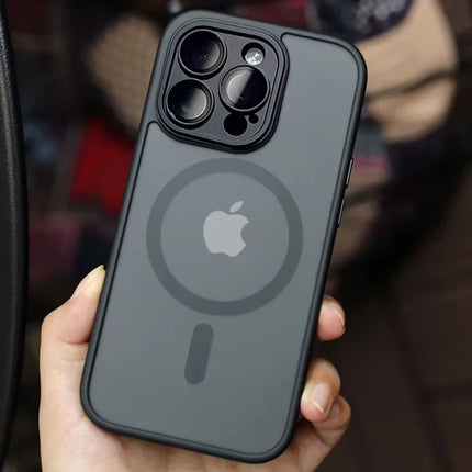 Magnetic Luxury Lens Protector Matte Translucent Case for Iphone 17 16 15 14 13 12 11 Pro Max for Magsafe Wireless Charger Cover