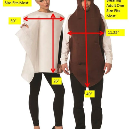 Poop and Toilet Paper Roll Halloween Adult Unisex Couple Costume, One Size