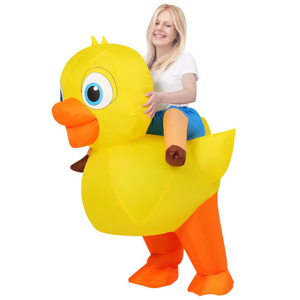 COMIN 63 Inch Inflatable Duck Costume Adult Halloween Blow up Funny Party Halloween Costume for Men Women