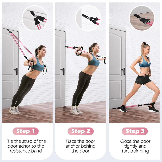 Pilates Bar Kit with Resistance Bands,Pilates Bar with Stackable Bands Workout Equipment for Legs,Hip,Waist and Arm,Exercise Fitness Equipment for Women & Men Home Gym Yoga Pilates