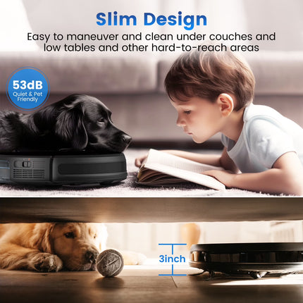 G60 3 in 1 Robot Vacuum and Mop Combo with Smart App&Voice Control,2 in 1 Tank for Pet Hair