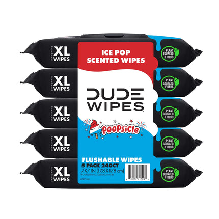 Poopsicle, Ice Pop Scented Extra Large Flushable Wipes, 48 Count, 5 Pack (240 Total)