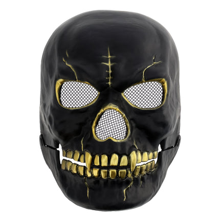 Skull Mask Costume Accessory for Adults, Black and Gold, Halloween by