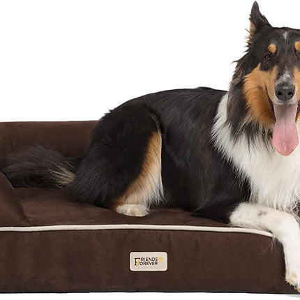 X-Large Dog Bed, Orthopedic Dog Sofa Memory Foam Mattress, Calming Dog Couch Bed, Wall Rim Pillow, Water Resistant Liner, Washable Cover, Non-Slip Bottom, Chester, X-Large Cocoa Brown