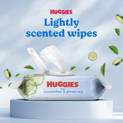 Scented Wipes with Cucumber & Green Tea, 3 Flip-Top Packs, 168 Total Count